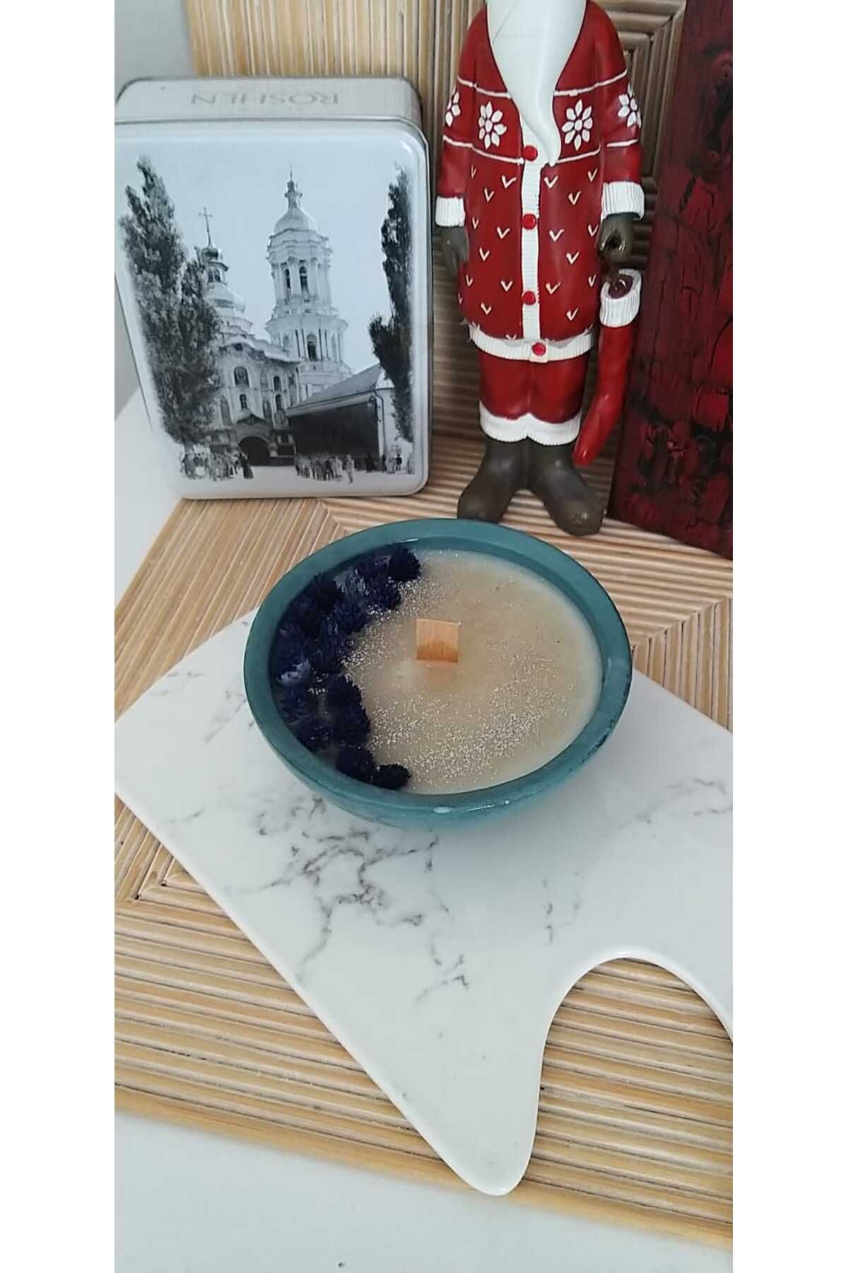 Seramik Üzeri Çiçekli Mumluk