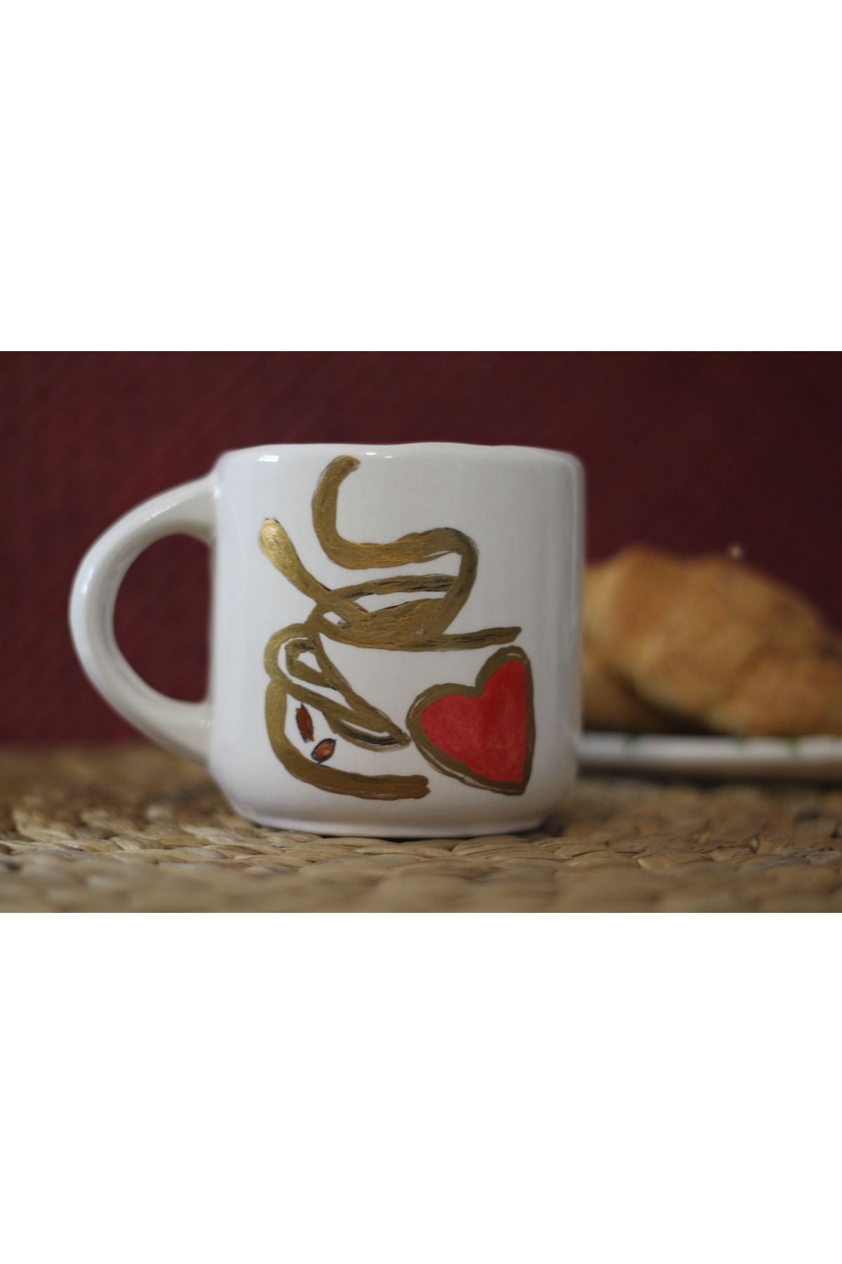 Gold Renk Fincan Motifli Kupa 400 ML