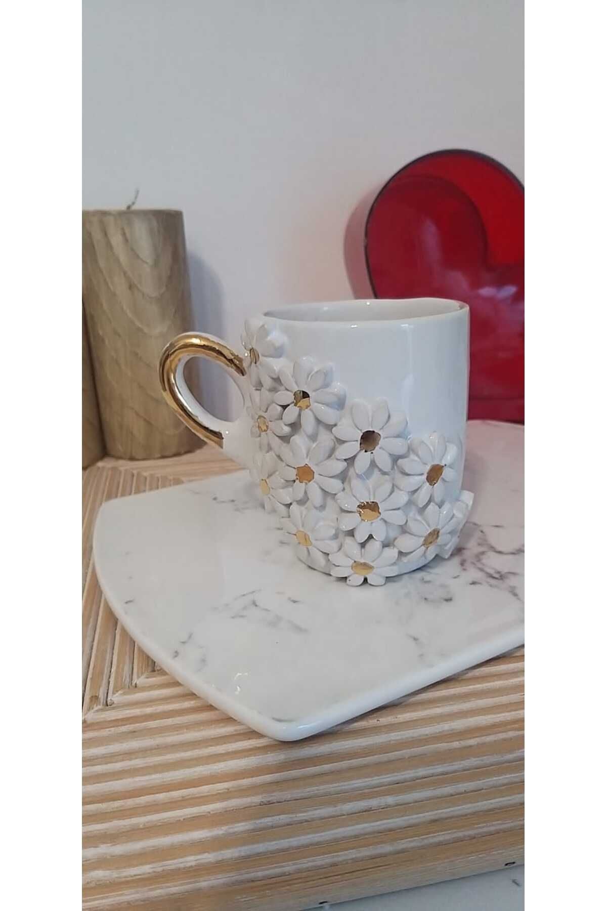 24K Altın Çiçekli Kupa 200 ML