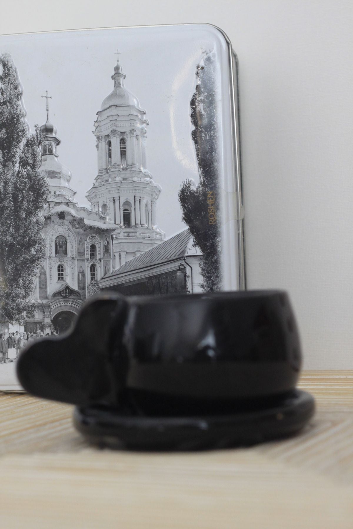 Kalp Kuplu Siyah Duble Fincan