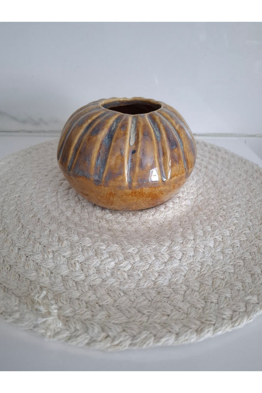 Toprak Dokulu Vazo - El Yapımı Seramik Sanat Eseri - BVAC00014