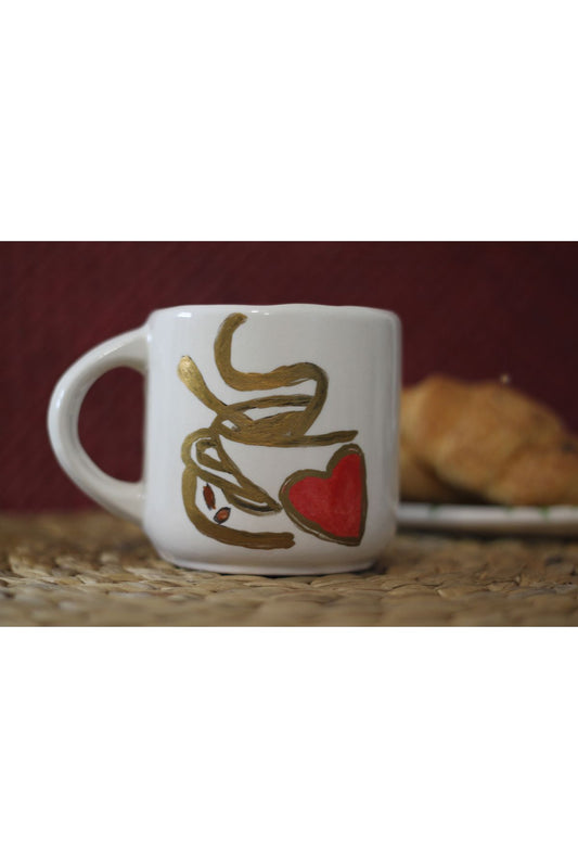 Gold Renk Fincan Motifli Kupa 400 ML