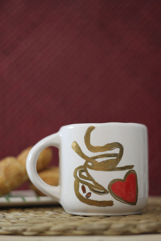 Gold Renk Fincan Motifli Kupa 400 ML